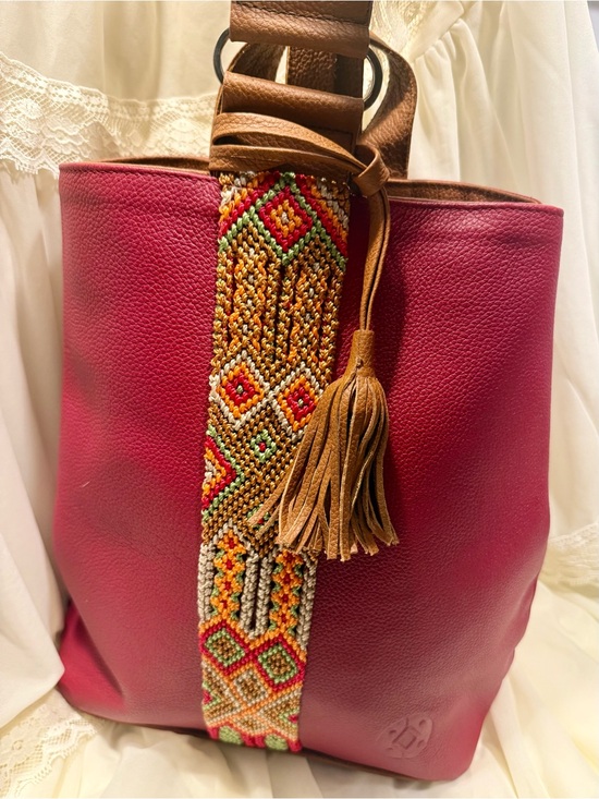 Cristina Orozco Handbags - Cristina OROZCO Red Pebbled Leather Backpack Sling Festival Boho Quiet Luxury